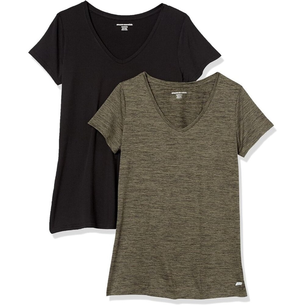 Womens Active Quick Dry Tech Stretch Short-Sleeve V-Neck T-Shirt Available in Pl
